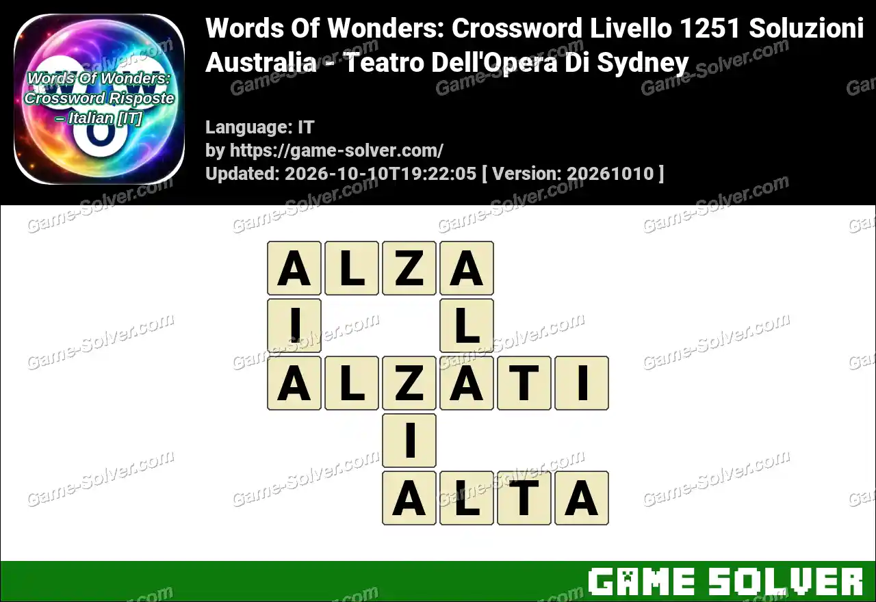 Words Of Wonders: Crossword Livello 1251 Soluzioni – Australia – Teatro Dell’Opera Di Sydney
